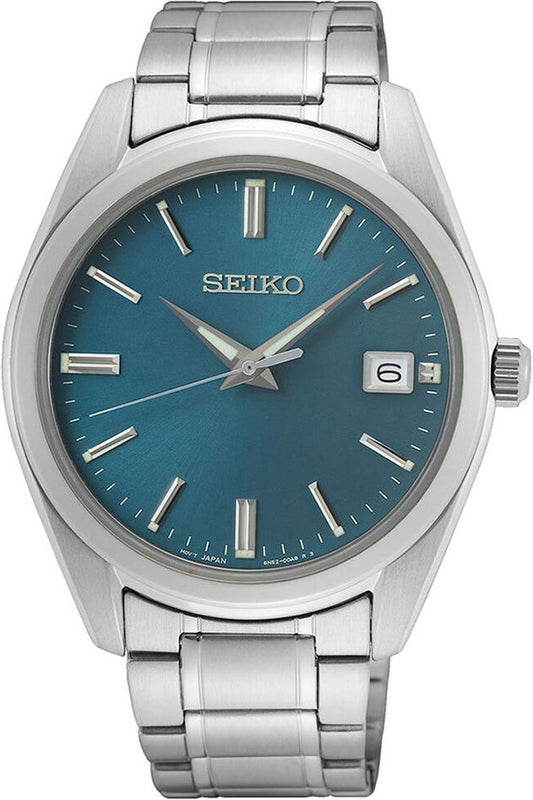 Seiko Dress Men Quartz Blue Dial Analog Stainless Steel Watch SUR525P1