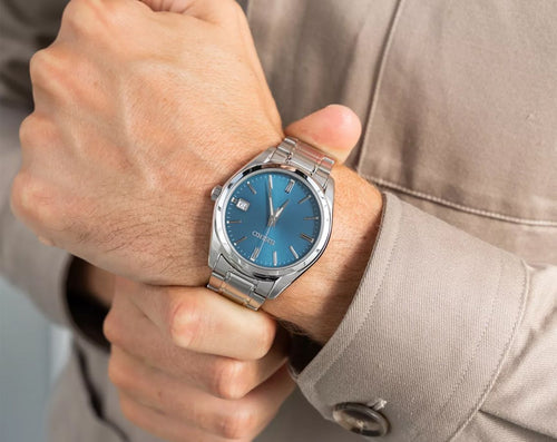 Seiko Dress Men Quartz Blue Dial Analog Stainless Steel Watch SUR525P1