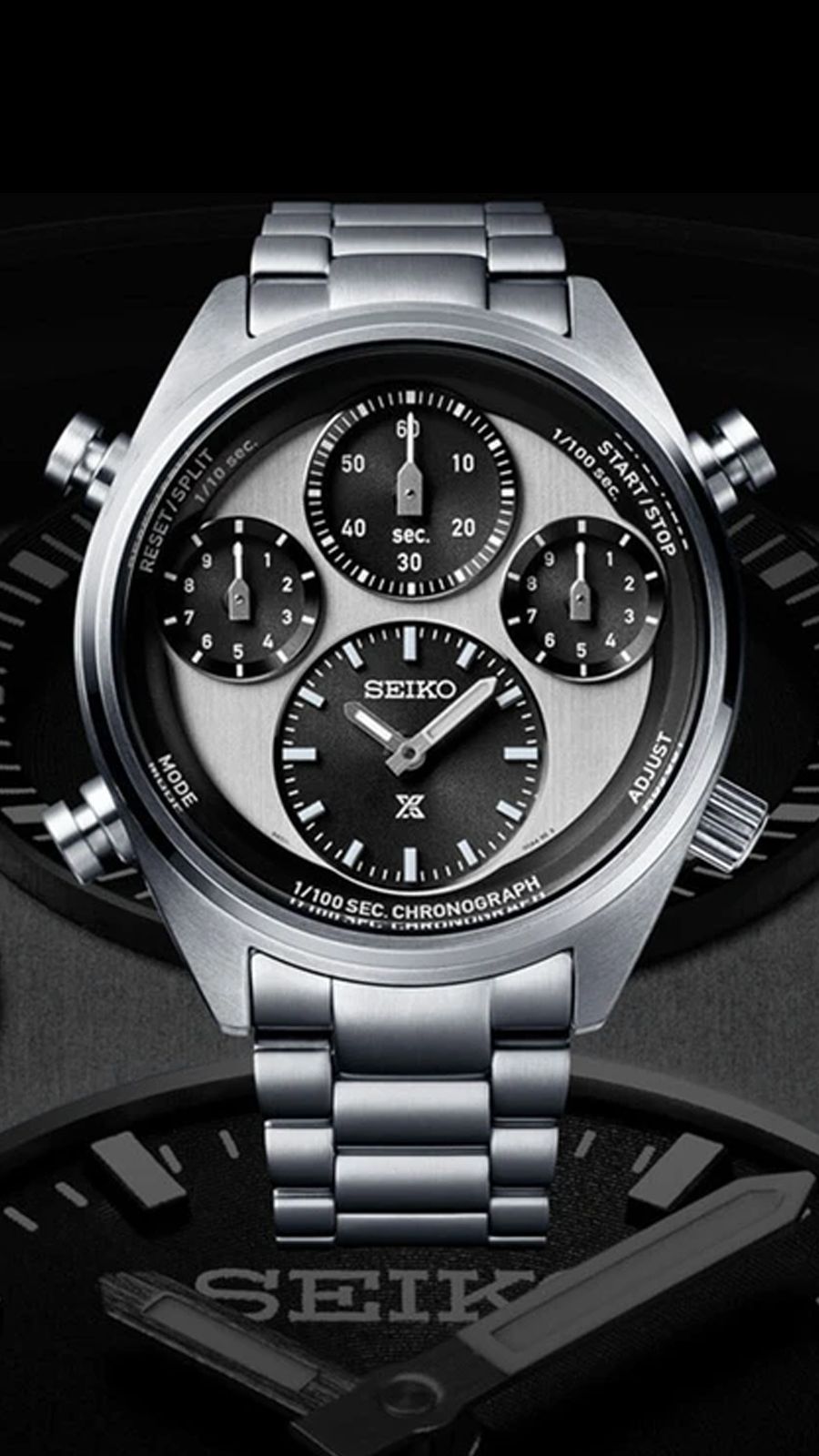 Seiko Prospex Panda One Hundredth of a Second Speedtimer Solar Chronograph - SFJ001P1