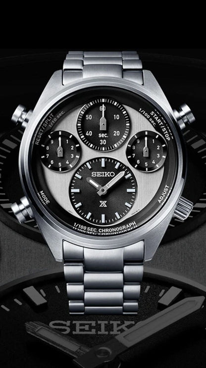 Seiko Prospex Panda One Hundredth of a Second Speedtimer Solar Chronograph - SFJ001P1