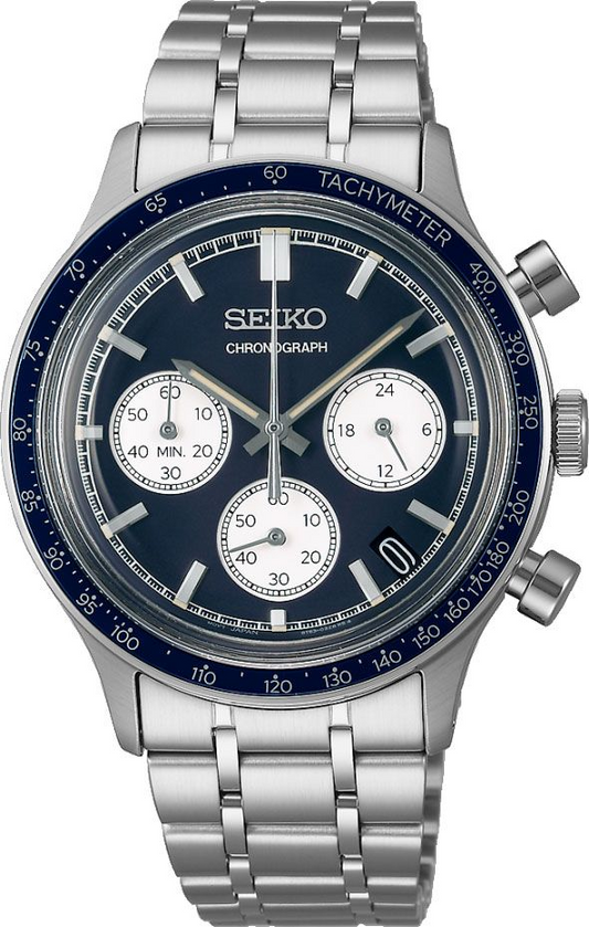 Men Quartz Blue Dial Chronograph Stainless Steel Watch SSB477P1