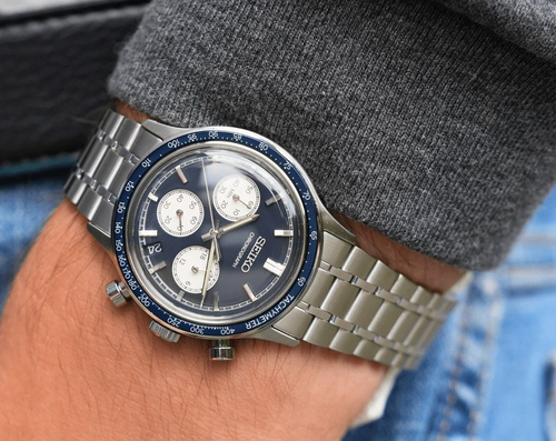 Men Quartz Blue Dial Chronograph Stainless Steel Watch SSB477P1