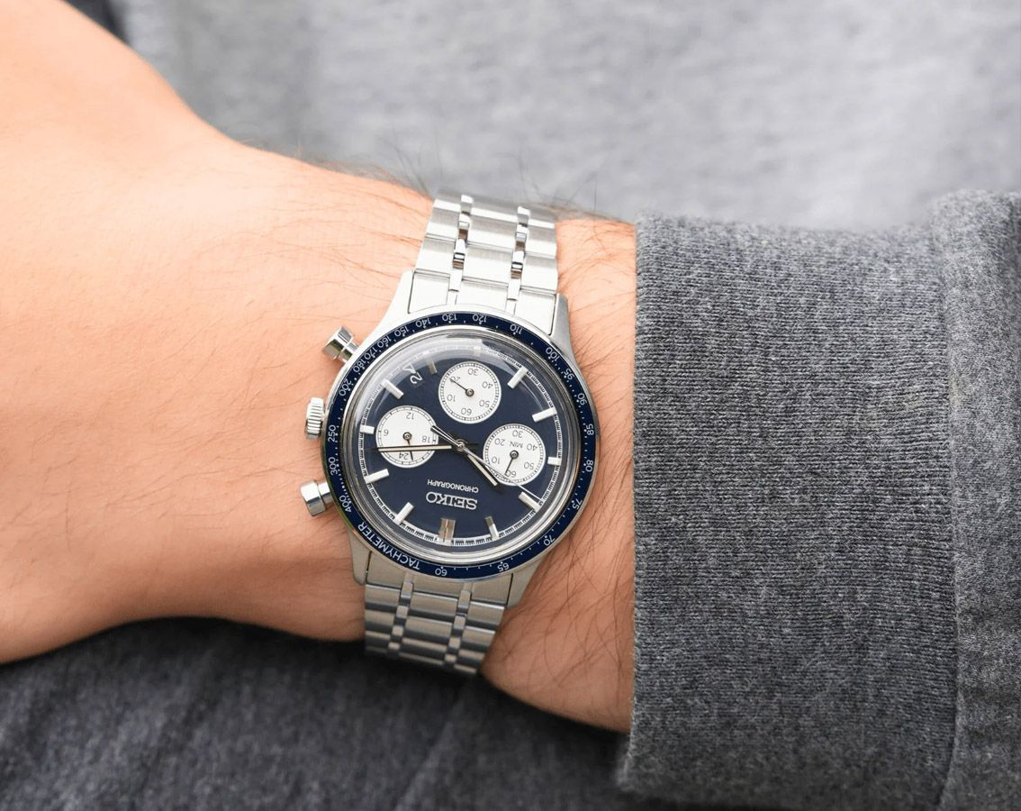 Men Quartz Blue Dial Chronograph Stainless Steel Watch SSB477P1
