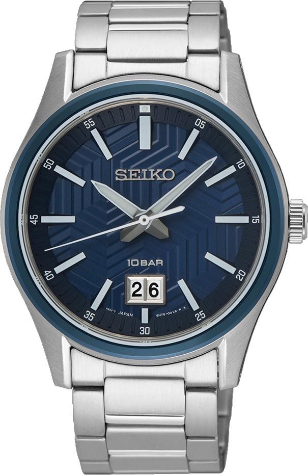Seiko Dress Men Quartz Blue Dial Analog Stainless Steel Watch SUR559P1