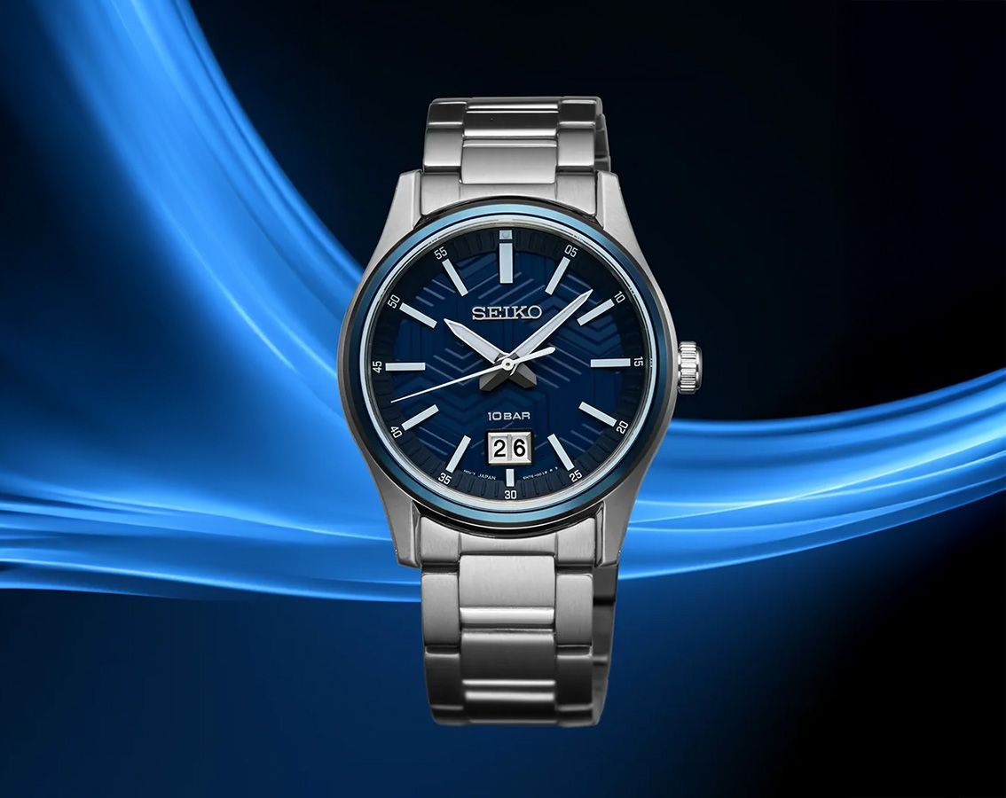 Seiko Dress Men Quartz Blue Dial Analog Stainless Steel Watch SUR559P1