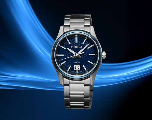 Seiko Dress Men Quartz Blue Dial Analog Stainless Steel Watch SUR559P1