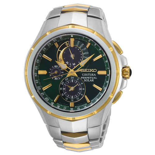 Seiko Coutura Solar Chronograph, Two-Tone Green Dial - SSC764P1