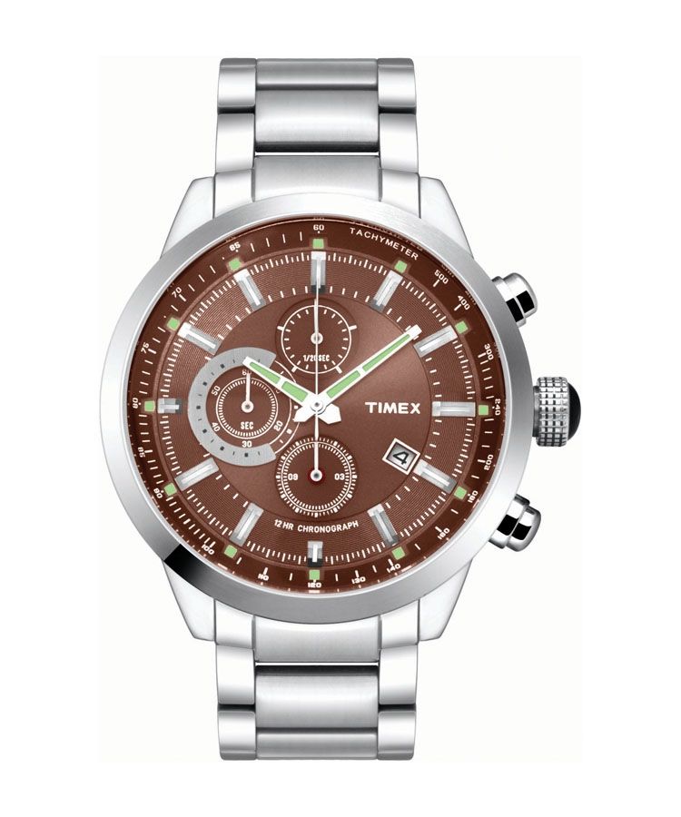 Timex E Class Men's Brown Dial Round Case Chronograph Function Watch -TW000Y401