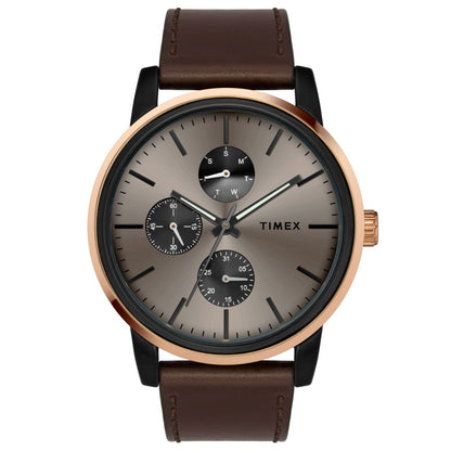 Timex Fashion Men's Brown Dial Round Case Multifunction Function Watch -TWEG18903