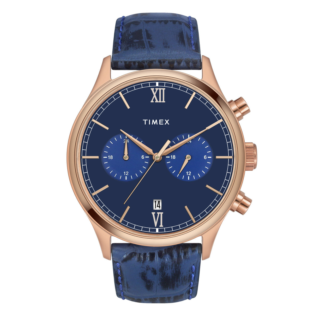 Timex Fashion Men's Blue Dial Round Case Dual time Function Watch -TWEG19807