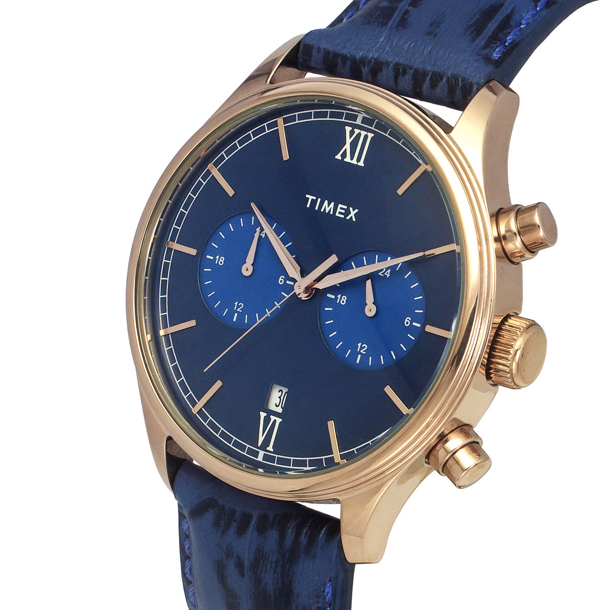 Timex Fashion Men's Blue Dial Round Case Dual time Function Watch -TWEG19807