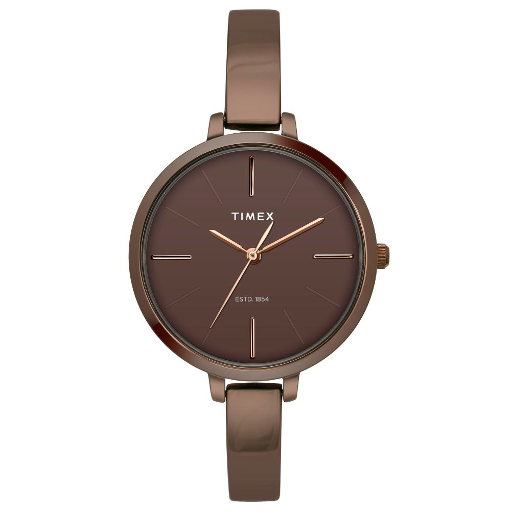 Timex Fashion Women's Brown Dial Round Case 3 Hands Function Watch -TWEL12814