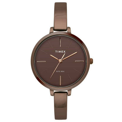 Timex Fashion Women's Brown Dial Round Case 3 Hands Function Watch -TWEL12814
