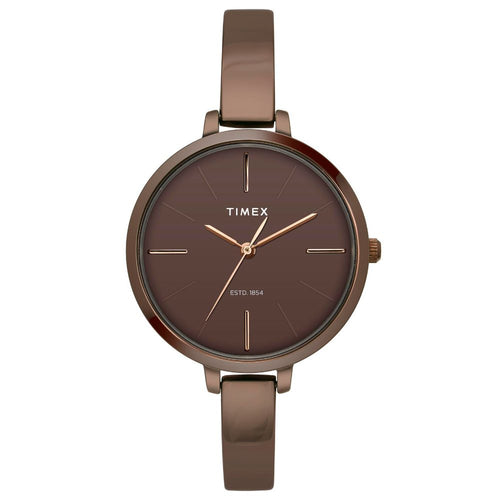 Timex Fashion Women's Brown Dial Round Case 3 Hands Function Watch -TWEL12814