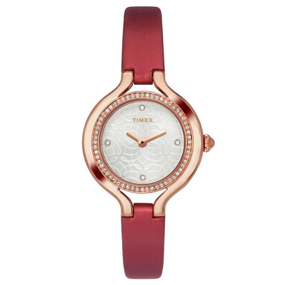 Timex Fria Women's Silver Dial Round Case 2 Hands Function Watch -TWEL14001