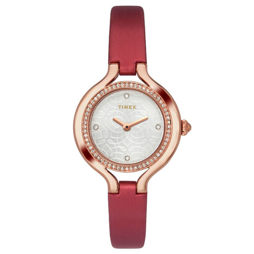 Timex Fria Women's Silver Dial Round Case 2 Hands Function Watch -TWEL14001