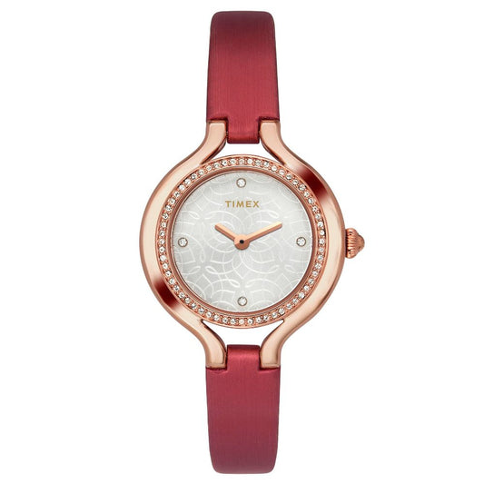 Timex Fria Women's Silver Dial Round Case 2 Hands Function Watch -TWEL14001