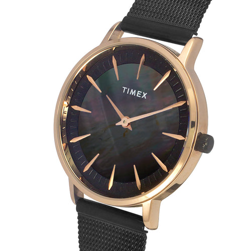 Timex Fashion Women's Mother of Pearl Dial Round Case 2 Hands Function Watch -TWEL15608