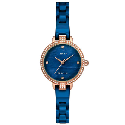 Timex Fashion Women's Mother of Pearl Dial Round Case 3 Hands Function Watch -TWEL15702