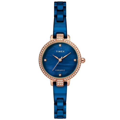 Timex Fashion Women's Mother of Pearl Dial Round Case 3 Hands Function Watch -TWEL15702