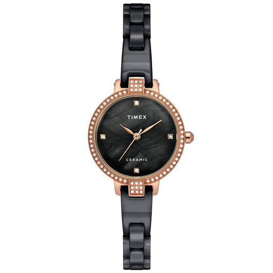 Timex Fashion Women's Mother of Pearl Dial Round Case 3 Hands Function Watch -TWEL15703