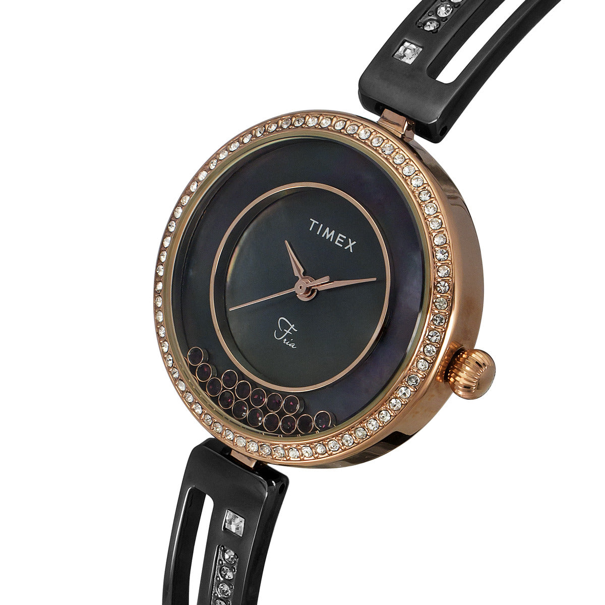Timex Fria Women Black Round Analog Watch - TWEL16500