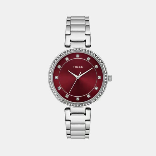 Trendline Women Quartz Red Dial Analog Stainless Steel Watch TWEL18732